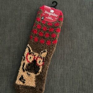 SNUGADOO Adult Cozy Dog socks Bulldog Frenchie one size NWT